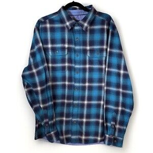 Marmot Shirt Men's Size XL Long Sleeve Blue‎ Plaid Button Down Lined Flannel
